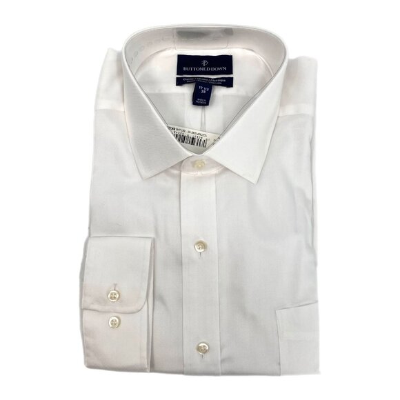 Buttoned Down White Long Sleeve Classic Button-Up Dress ShirtSize 17.5